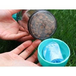 Butelka podajnik karmy poidło dla psa kota miska z podajnikiem worków 300ml