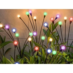Lampki ogrodowe solarne kuleczki 2 sztuki po 6 lampek LED RGB długie 70 cm — zdjęcie 2