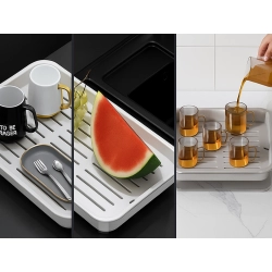 Taca kuchenna dwuwarstwowa ociekacz na naczynia warzywa owoce plastikowa
