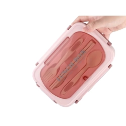 Lunchbox śniadaniówka pojemnik na śniadanie obiad z przegródkami sztućce — zdjęcie 3