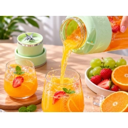 Bidon blender butelka USB 1200 ml kubek do smoothie shaker ze słomką i paskiem zielony