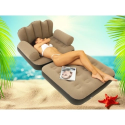 Sofa dmuchana 2w1 fotel łóżko rozkładane z oparciem podłokietniki leżanka