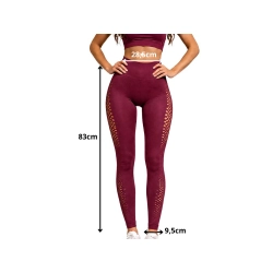Legginsy damskie push up modelujące długie wysoki stan fitness bordowe s/m — zdjęcie 8