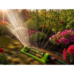 Zraszacz ogrodowy wahadłowy do trawnika duży zasięg 18 dysz regulowany