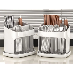 Organizer ociekacz na sztućce suszarka stojak do kuchni z odpływem 4 komory