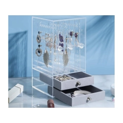 Organizer na biżuterię szkatułka ekspozytor zamsz