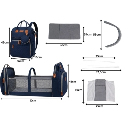 Plecak wielofunkcyjny z łóżeczkiem USB organizer duży pojemny mommy bag Verk Group