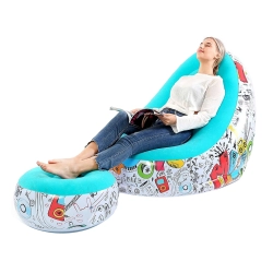 Fotel ogrodowy leżak dmuchany pompowany pufa na plażę podnóżek wygodny