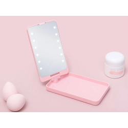 Lusterko kosmetyczne podświetlane led do makijażu składane podróżne lustro