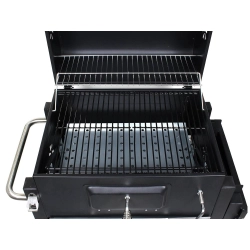 Grill węglowy ogrodowy dwa ruszty termometr pokrywa półka popielnik duży