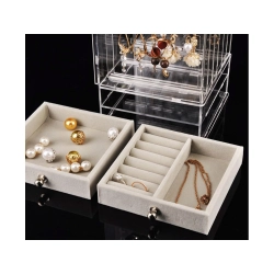 Organizer na biżuterię szkatułka ekspozytor zamsz