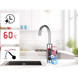 Przepływowy elektryczny podgrzewacz wody kran bateria kuchenna lcd 3kw