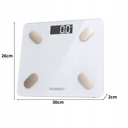 Waga łazienkowa elektroniczna 180 kg biała szklana LCD analityczna slim fit
