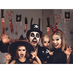 Girlanda halloween 2m noże narzędzia tasak zakrwawione dekoracja halloween