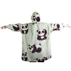 Ciepła bluza panda koc oversize xxl 2w1 gruba futrzak miękka z kapturem