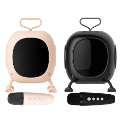 Głośnik bluetooth karaoke z mikrofonem led kolorowe kwadraty muzyka rgb