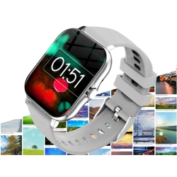 Smartwatch zegarek damski męski gumowy pasek sport bluetooth rozmowy szary