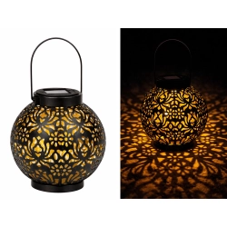 Lampion solarny ozdobny LED latarnia słoneczna czarna wisząca lampa