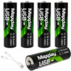 Akumulatorki baterie paluszki AA Li-Ion 1,5V 2200mWh 4 sztuki ładowane USB-C