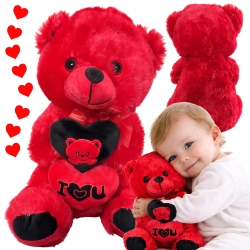 Miś pluszowy z sercem i love you na prezent przytulanka maskotka czerwony