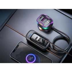 Transmiter bluetooth samochodowy fm 3x usb typ c adapter ładowarka - zdjęcie 6