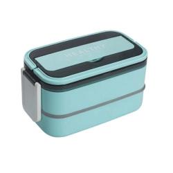 Śniadaniówka z przegródkami piętrowy pojemnik xxl sztućce lunchbox 1400ml