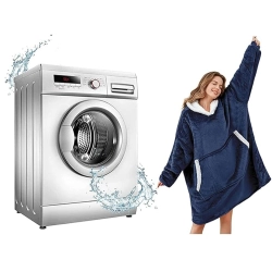 Ciepła bluza koc oversize XXL 2w1 gruba futrzak miękka z kapturem szlafrok — zdjęcie 7