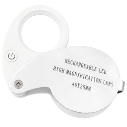 Lupa jubilerska powiększenie 40x kieszonkowa składana 25mm dioda 9 led