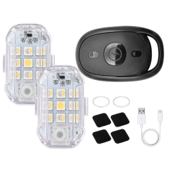 Lampa stroboskopowa LED bezprzewodowa 7 kolorów pilot 2 sztuki ostrzegawcze