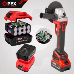 Szlifierka kątowa akumulatorowa bezszczotkowa OPEX TOOLS 21V 2x 3.0Ah 125 mm