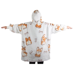 Bluza piesek koc oversize XXL 2w1 gruba futrzak miękka z kapturem — zdjęcie 6
