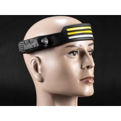 LATARKA CZOŁOWA CZOŁÓWKA LED AKUMULATOROWA USB Z CZUJNIKIEM RUCHU 3 PASKI - zdjęcie 3