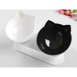 Miska podwójna dla psa kota plastikowa miski komplet na karmę wodę 2x400ml — zdjęcie 3