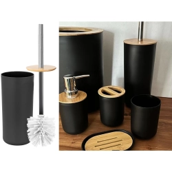 Zestaw łazienkowy szczotka do łazienki wc dozownik kosz czarny komplet 6w1