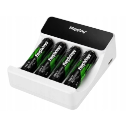 Ładowarka do akumulatorków AA i AAA LCD z kablem USB-C i 4 akumulatorkami AA