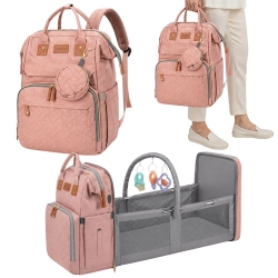 Plecak wielofunkcyjny z łóżeczkiem i portem USB, duży organizer mommy bag
