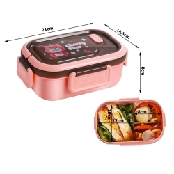 Lunchbox śniadaniówka pojemnik na śniadanie obiad z przegródkami sztućce — zdjęcie 7