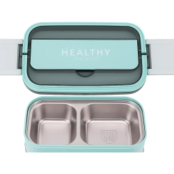 Śniadaniówka z przegródkami piętrowy pojemnik xxl sztućce lunchbox 1400ml