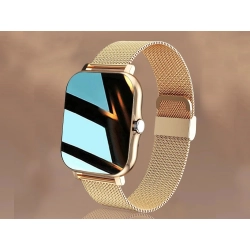 Smartwatch zegarek damski męski gumowy pasek sport bluetooth rozmowy złoty