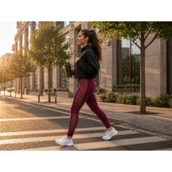Legginsy damskie push up modelujące długie wysoki stan fitness bordowe s/m — zdjęcie 15