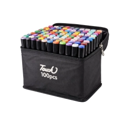 Markery alkoholowe touch zestaw 100 szt flamastry mazaki dwustronne etui