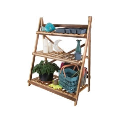 Kwietnik stojący drewniany wysoki na kwiaty doniczki 3 poziomowy regał