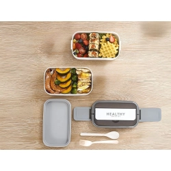 Śniadaniówka z przegródkami piętrowy pojemnik xxl sztućce lunchbox 1400ml