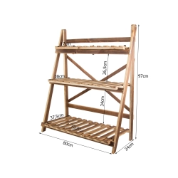 Kwietnik stojący drewniany wysoki na kwiaty doniczki 3 poziomowy regał