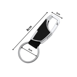 Brelok do kluczy z karabińczykiem metalowy sztuczna skóra srebrny czarny