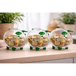 Świnka skarbonka szklana mała na pieniądze monety banknoty na prezent