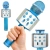 Mikrofon bezprzewodowy bluetooth głośnik karaoke modulator głosu okrągły — Niebieski
