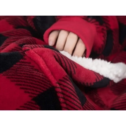 Bluza ciepła koc oversize xxl 2w1 gruba futrzak miękka z kapturem szlafrok - zdjęcie 9