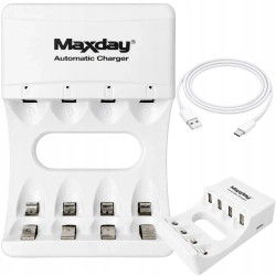 Ładowarka do akumulatorków AA i AAA USB-C LED 4 sloty szybkie ładowanie Verk Group