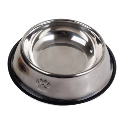 Miska metalowa dla psa kota srebrna na gumie 1,3l